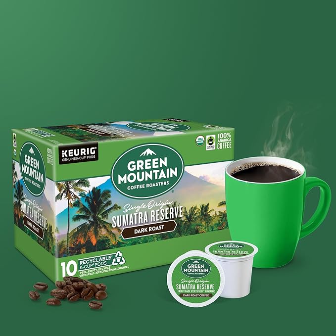 Green Mountain Coffee Roasters Sumatra Reserve, Keurig Single Serve K-Cup Pods, Dark Roast Coffee, 60 Count, (6 Packs of 10)