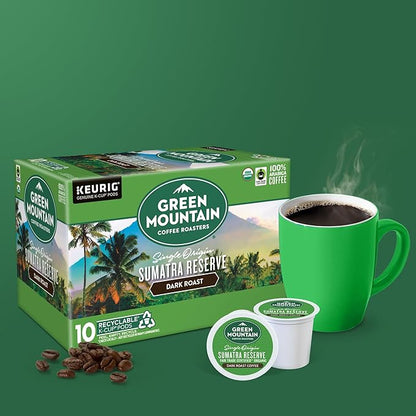 Green Mountain Coffee Roasters Sumatra Reserve, Keurig Single Serve K-Cup Pods, Dark Roast Coffee, 60 Count, (6 Packs of 10)