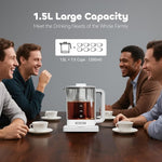 Load image into Gallery viewer, Electric Tea Kettle with Infuser, 1.5L Glass Water Boiler with Temperature Control, 24H Keep Warm &amp; Auto Shut-Off, White