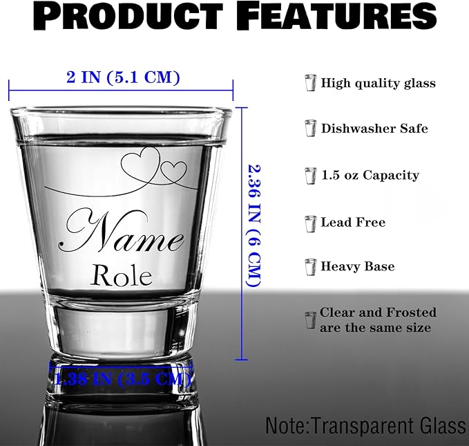 Personalized Shot Glasses Clear with Your Photo Text, Custom Frosted Shot Glasses 1.5oz Bar Accessories Gifts for Tequila, Vodka, or Whiskey Lovers Birthday Christmas Wedding Gifts