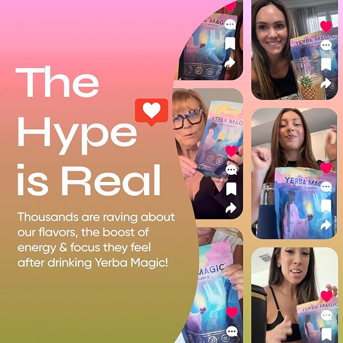 Yerba Magic Strawberry Matcha Instant Tea, 3-in-1 Super Drink - Clean Energy, Brain Fog Buster, and Gut Health Powered by Nootropics, Prebiotics and Probiotics | Yerba Mate 20 Stick Packs