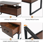 Load image into Gallery viewer, CLATINA Lift Top Coffee Table with Drawer and Hidden Compartment, Pop Up Coffee Table for Living Room, 41.7in Mid Century Modern Wood Coffee Table, Rustic Brown