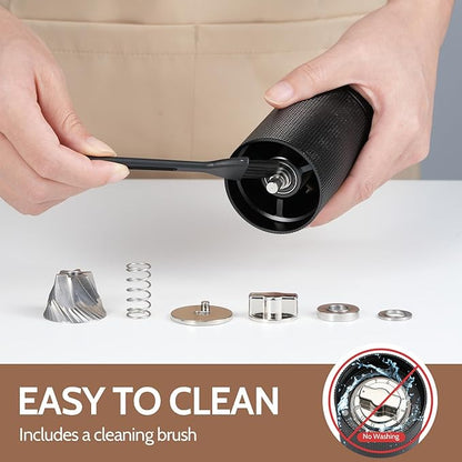 Manual Coffee Grinder, 420 Stainless Steel Conical Burr Hand Coffee Bean Grinder, Adjustable Grind Setting For Espresso, Pour Over, French Press (Black)