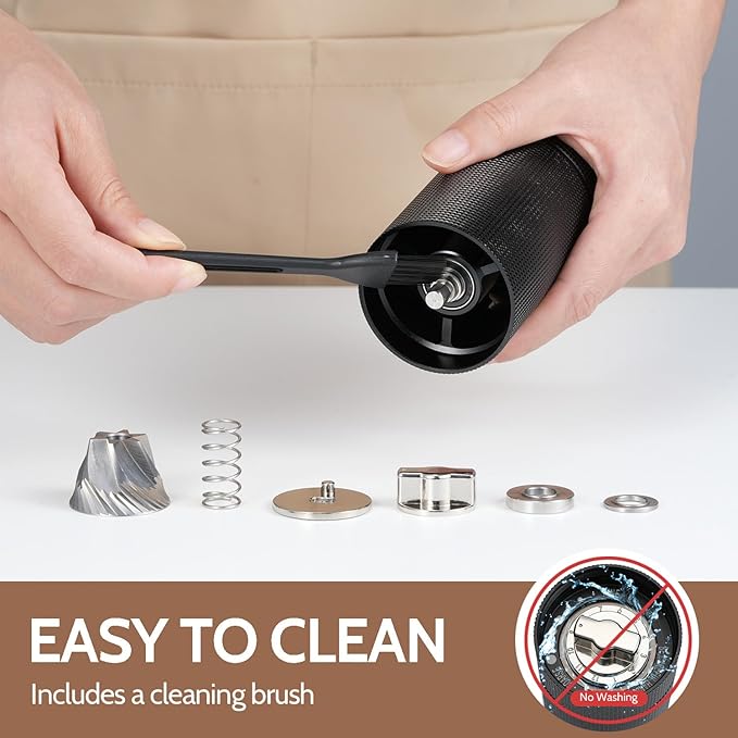 Manual Coffee Grinder, 420 Stainless Steel Conical Burr Hand Coffee Bean Grinder, Adjustable Grind Setting For Espresso, Pour Over, French Press (Black)