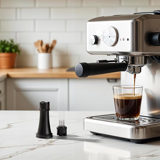 WDT Tool Espresso Distribution Tool, Espresso Stirrer Tools Coffee Distributor, Espresso Machine Accessories, 10×0.4mm Needles with Extra 10 Replaceable Needles for Barista (Matte Black)