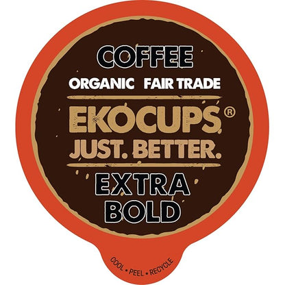 EKOCUPS Artisan Organic Bold Hot or Iced Coffee, Dark roast, in Recyclable Single Serve Cups for Keurig K-cup Brewers, 40 count