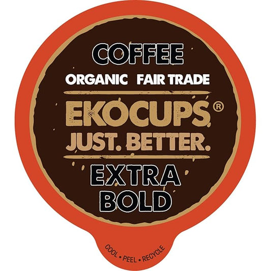 EKOCUPS Artisan Organic Bold Hot or Iced Coffee, Dark roast, in Recyclable Single Serve Cups for Keurig K-cup Brewers, 40 count