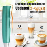 Load image into Gallery viewer, Nahida Green Milk Frother Wand for Coffee, Frother Handheld Rechargeable Electric Whisk with 3 Heads 3 Speeds Drink Mixer Coffee Frother Foam Maker For Latte, Cappuccino, Hot Chocolate, Egg