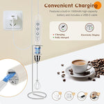 Load image into Gallery viewer, Milk Frother Handheld Rechargeable with Stand, Frother Wand Drink Mixer Electric Whisk for Coffee, Detachable With 3 Stainless Whisks, Hand Mixer for Lattes, Cappuccino, Matcha, Egg, Beige