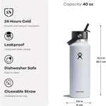 Load image into Gallery viewer, Hydro Flask Water Bottle - Insulated Stainless Steel - Wide Mouth Flex Straw Lid, Non Spill, Leakproof and Refillable in 40 Oz Stainless Steel Violet