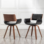Load image into Gallery viewer, LUNLING Swivel Accent Faux Leather Dining Chairs Set of 4,Mid Century Modern Chairs with Wooden Legs/Armrest/Upholstered Seat/Adjustable Foots for Kitchen Dining Room Desk Chairs,Black