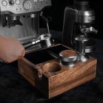 Load image into Gallery viewer, CrossCreek Coffee Knock Box | Fits 58mm Portafilter Holder | Tamping Station &amp; Distributor Stand | Large Wood Espresso Container | Espresso Accessories for Coffee Bar