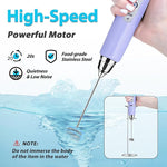 Load image into Gallery viewer, Milk Frother with Stand Rechargeable- Handheld Coffee Frother with 3 Stainless Whisks 3 Speed Adjustable, Electric Whisk Drink Mixer, Foam Maker Blender for Matcha Latte Cappuccino Chocolate