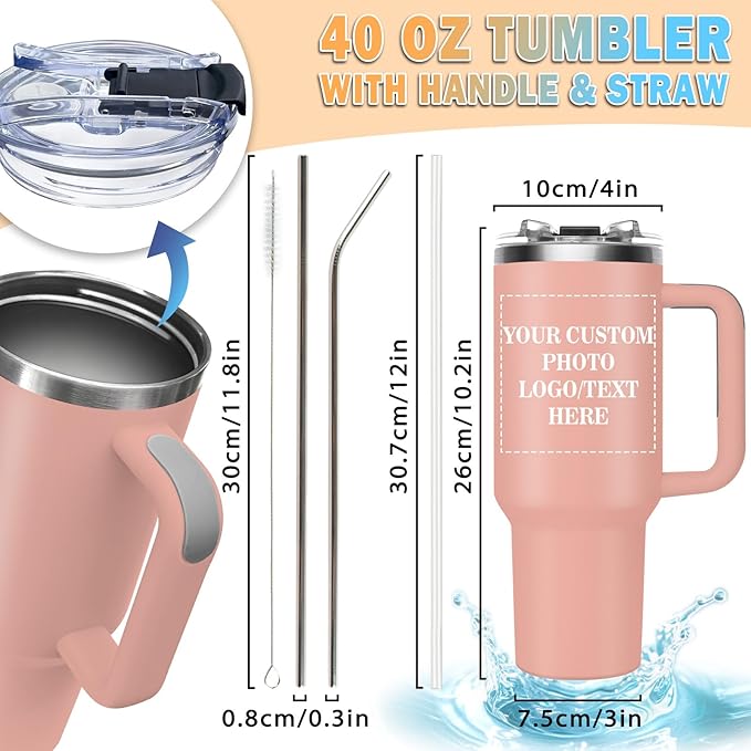 Personalized Tumbler with Pictures Text Name, Custom Double Wall Insulated Tumbler, Personalized Gifts for Women Men Friend, Christmas Gifts, 20oz Coffee Tumbler w/Lid (40 photo)