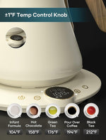 Load image into Gallery viewer, Electric Kettles, INTASTING Gooseneck Electric Kettle, ±1℉ Temperature Control, Stainless Steel Inner, Quick Heating, for Pour Over Coffee, Brew Tea, Boil Hot Water, 0.9L (Morandi White)