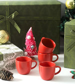 Load image into Gallery viewer, Hasense Espresso Cups Set of 4 Perfect for Demitasse, Cappuccino, Tea Bag and Juice, 5 Ounce Ceramic Stackable Mini Coffee Mugs Suit for Espresso Machine and Coffee Maker, Red
