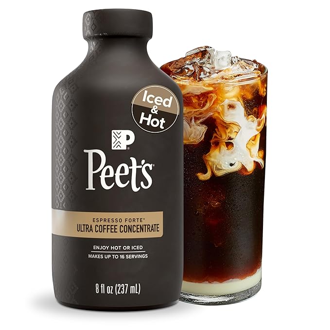 Peet's Coffee, Ultra Coffee Concentrate, Instant Hot, Cold Brew, or Iced Coffee - Espresso Forte, 8 Fluid Ounce Bottle (16 Servings)
