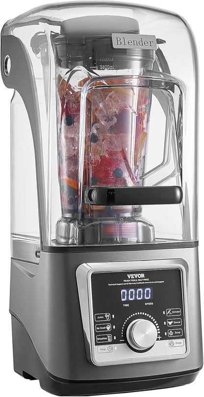 VEVOR Professional Blender for Smoothies, 118 oz 1400W, with Powerful Motor, Multi-Functional Food Processing Blender with Noise Cover for Smoothie/Milkshake/Juice, Fits for Kitchen