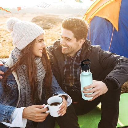 Volhoply 17oz Kids Insulated Water Bottle,Stainless Steel Water Bottles with Straw Lid,Double Wall Vacuum Metal Cups Water Bottle,Reusable Sports Water Flask Keep Hot & Cold for School(Fog,1 Set)