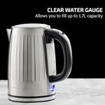 Load image into Gallery viewer, OVENTE Electric Kettle, 1.7L Stainless Steel Fast Boiling Water Heater with 1750W Power, BPA Free &amp; Cordless Body, Auto Shut-Off, Boil-Dry Protection, Indicator Light &amp; Removable Filter, Silver KS711S