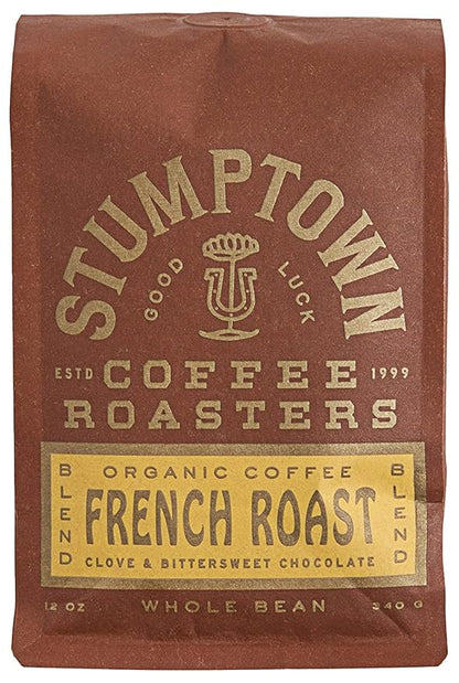 Stumptown Coffee Roasters, French Roast - Organic Whole Bean Coffee - 12 Ounce Bag, Flavor Notes of Clove and Bittersweet Chocolate