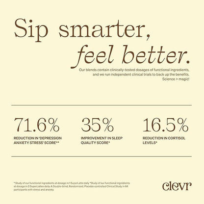 Clevr Blends Turmeric Powder, Golden Milk Instant Latte Mix, Superfood Powder with Oat Milk, Lions Mane, Reishi Mushroom, Organic Spices, Coconut Cream, Ashwagandha, Serve Hot or Iced, (14 Lattes)