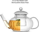 Load image into Gallery viewer, JoyJolt Fluted Glass Teapot Set 34oz, Stovetop Safe Tea Kettle, Borosilicate Clear Kettle with Removable Glass Infuser, Blooming and Loose Leaf Tea Maker and Brewer