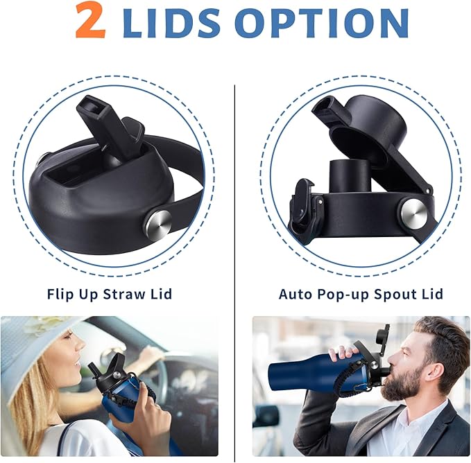 40oz Water Bottle with Straw - Vacuum Stainless Steel Insulated Cups w/Survival Paracord Handle & Carrier Bag, Skinny Water Bottle Insulated Water Bottle Fits in Cup Holder for Travel Drive