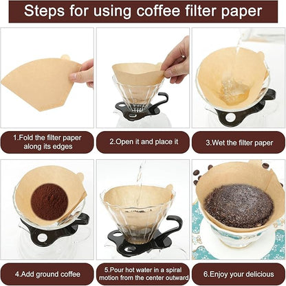 Coffee Filters 4 Cone Paper, 100 Count Unbleached-Disposable Pour Over Coffee Filter for Drip Coffee Maker, Coffee Paper Filters 8-12 Cup, Cone Coffee Filters 04