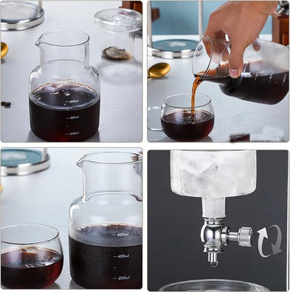 LOYALHEARTDY Ice Cold Brew Dripper Coffee Maker, 600 ml Luxury Iced Coffee Maker Smooth Drip Coffee Maker with Adjustable Rate Dripper Cold Brew Coffee Machine Ice Drip Coffee Maker for Coffee & Tea