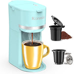 Load image into Gallery viewer, Single Serve Coffee Maker for K-Cup and Ground Coffee, Fast Brew, 6-12 oz Brew Sizes One Cup Coffee Machine Fits 5.5" Mugs, One-Button Small Coffee Maker with Descaling Reminder, Light Blue