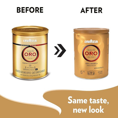 Lavazza Qualità Oro Ground Coffee, Medium Roast, 100% Arabica, 8.8 oz Tin (Pack of 4)