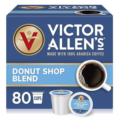 Victor Allen's Coffee Donut Shop Blend, Medium Roast, 80 Count, Single Serve Coffee Pods for Keurig K-Cup Brewers