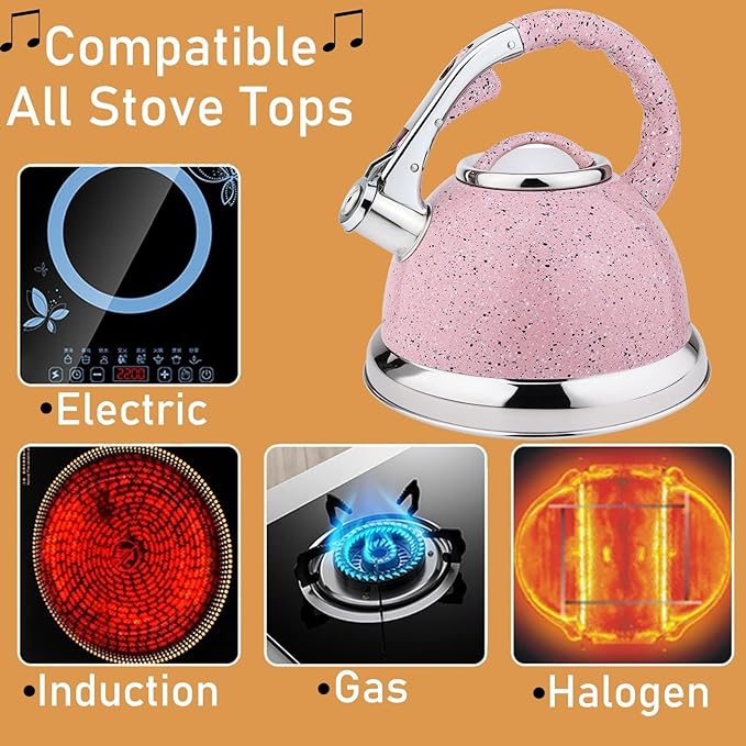 Whistling Tea Kettle for Stovetop, 3.2 Quart Tea Pot Food Grade Stainless Steel Teapot, Teakettle Compatible with All Stove Tops (Color : Blue)