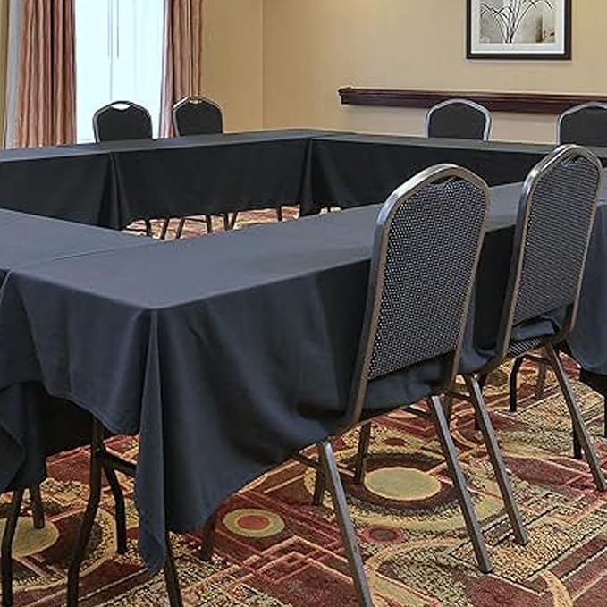 10 Pack Black Table Cloth Rectangle Table Cloths for 8 Foot Rectangle Tables 60 X 126 Inch Washable Polyester Table Covers, Reusable & Wrinkle Resistant for Weddings, Parties, Events, and Everyday Use