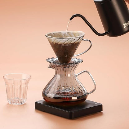 Bincoo Pour Over Coffee Maker Set,650ML Borosilicate Glass Carafe with Coffee Driper&50pcs Paper Filter,Glass Coffee Maker for Home Café Restaurant(Gray)