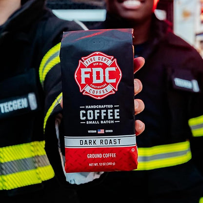 Fire Department Coffee - Gives Back to Firefighters - Dark Roast Coffee Beans - Bold & Smooth - Roasted in the USA - Veteran Owned (12 oz, Pack of 2)