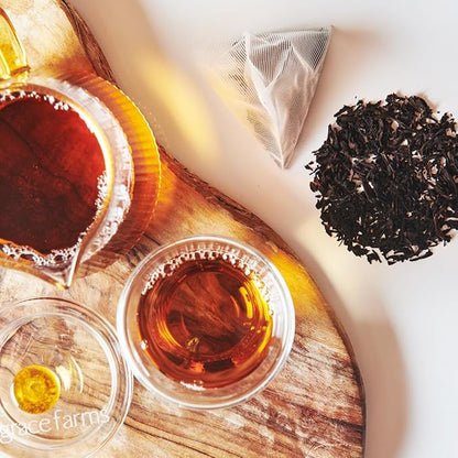 Grace Farms Organic English Breakfast Black Tea, 50 Sachet Pouch | Fairtrade & Kosher |Gives Back 100% of Profits