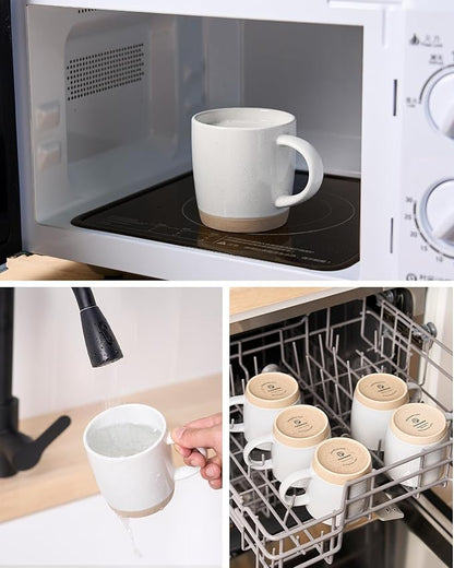 famiware Coffee Mugs for 4, 12 oz Mug Set, Dringking Cup with Handle for Coffee, Tea, Cocoa, Milk, Milkyway serise, White