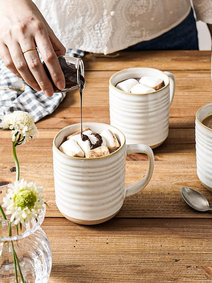 LE TAUCI Coffee Mugs 15 oz,Ceramic Mug Set, Coffee Cups for Latte, Hot Tea, Cappuccino, Mocha, Cocoa, Dishwasher Safe, Suit For Housewarming Wedding- 3.5 inch, Set of 4, Arctic White