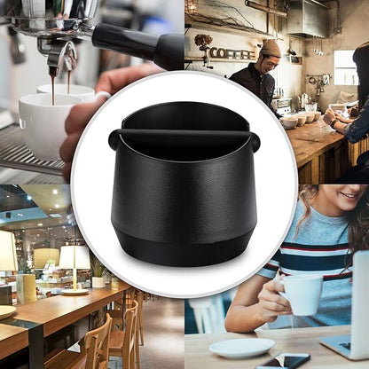 Espresso Knock Box - 5.8 Inch Coffee Knock Box Espresso, Shock-absorbent espresso grounds knock box with Removable Knock Bar and Non-Slip Base for easy coffee ground disposal(Round)