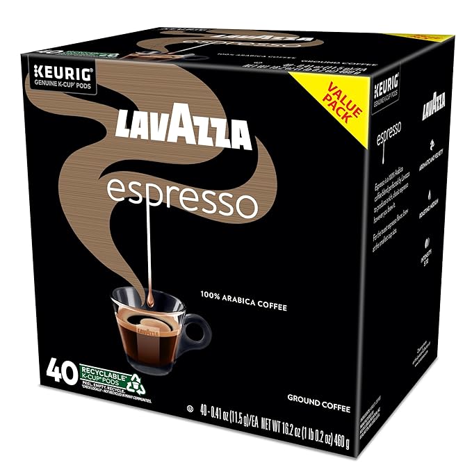 Lavazza Espresso, Single-Serve Keurig K-Cup Pods, Medium Roast Coffee, 40-Count Box