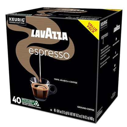 Lavazza Espresso, Single-Serve Keurig K-Cup Pods, Medium Roast Coffee, 40-Count Box