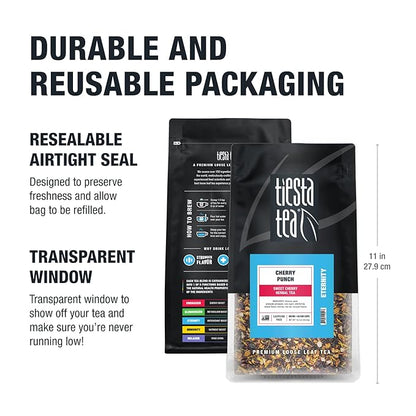 Tiesta Tea - Cherry Punch, Loose Leaf, Sweet Cherry Herbal Tea, Premium Blend, Non-Caffeinated Fruit Blend, Hot or Iced Up to 200 Cups, 16oz Resealable Pouch