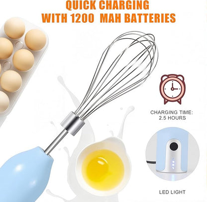 Egg Beater Whisk, Wireless Electric Multi-speed Control Rechargeable Batteries Balloon Whisk for Eggs, Milkshake Cream, Butter, Baby Food Fruits, Sauces and Soup for Kitchen,Camping,Party Gifts