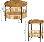 Load image into Gallery viewer, Lamerge 3 Pieces Coffee Table Set for Living Room, Boho Living Room Table Set with Rattan Storage Shelf and Metal Frame, Round Coffee Table &amp; 2 End Side Tables for Apartment Home Office