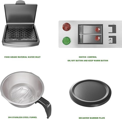 12-Cup Coffee Maker 1.8L Commercial Drip Coffee Maker Pour Over Coffee Machines with 2 Glass Carafes and 2 Warmers Plate Stainless Steel Coffee Brewer for Cofe Bar and Restaurant