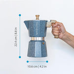 Load image into Gallery viewer, GROSCHE Milano Moka pot, Stovetop Espresso maker, Greca Coffee Maker, Stovetop coffee maker and espresso maker percolator (Indigo, 9 cup)