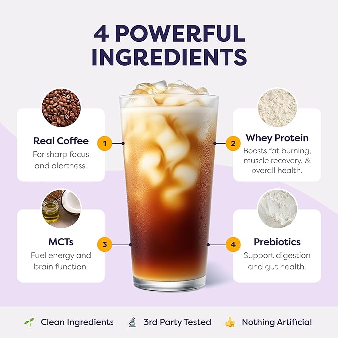Javvy S’Mores Protein Iced Coffee - Premium Whey Protein & Instant Iced Coffees - 100% Natural Cold Brew - Zero Artificial Flavors & Sweeteners, 80 mg Caffeine, No Added Sugar, 20 Servings