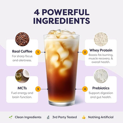 Javvy S’Mores Protein Iced Coffee - Premium Whey Protein & Instant Iced Coffees - 100% Natural Cold Brew - Zero Artificial Flavors & Sweeteners, 80 mg Caffeine, No Added Sugar, 20 Servings